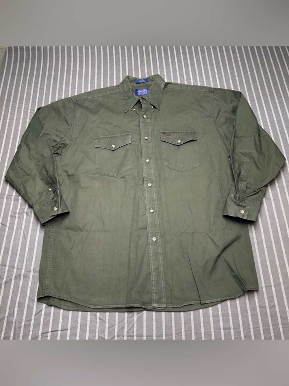Pendleton Olive Green Button-Front Shirt with Blue Label